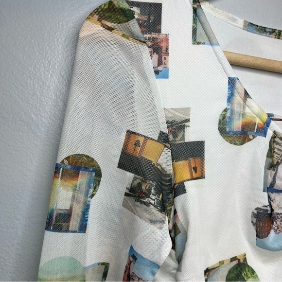 Princess Polly Picture This Top Long Sleeve Cropped Drawstrings Graphic Sz 4 - Picture 7 of 13